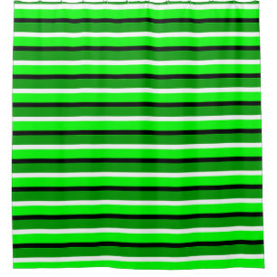 Light and Dark Green Stripes Pattern Shower Curtain