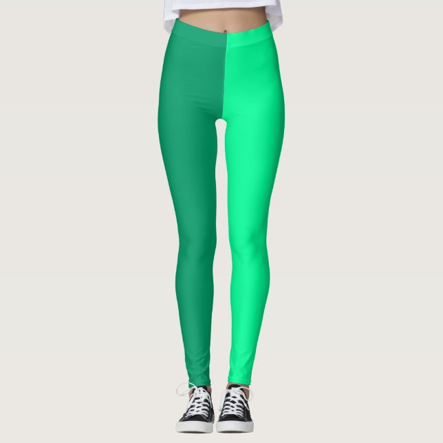 Light and Dark Green Two Tone Split Leggings (Front)
