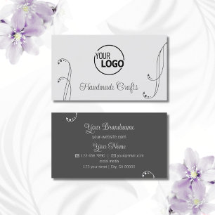 Light and Dark Grey Ornamental with Logo Ornate Business Card