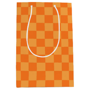 Light and Dark Orange Chequered Design Medium Gift Bag