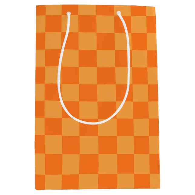 Light and Dark Orange Chequered Design  Medium Gift Bag (Front)