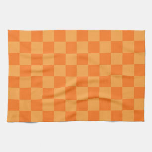 Light and Dark Orange Chequered Design Tea Towel