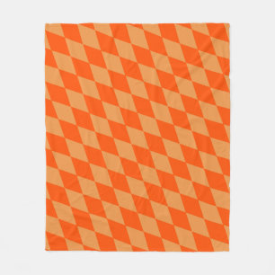 Light and Dark Orange Harlequin Diamonds Checkers Fleece Blanket