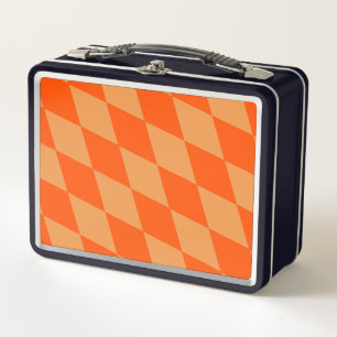 Light and Dark Orange Harlequin Diamonds Checkers  Metal Lunch Box