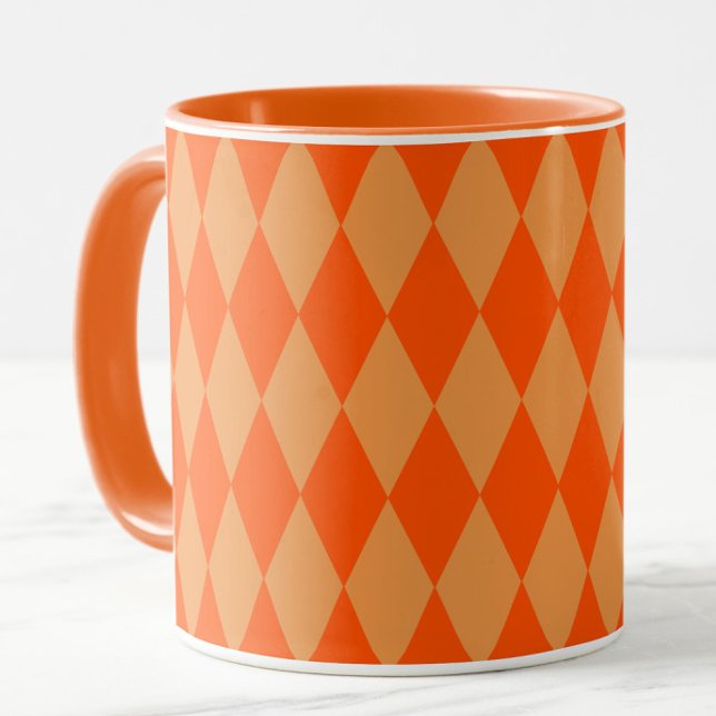 Light and Dark Orange Harlequin Diamonds Checkers  Mug (Creator Uploaded)