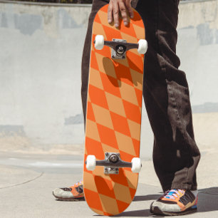 Light and Dark Orange Harlequin Diamonds Checkers  Skateboard