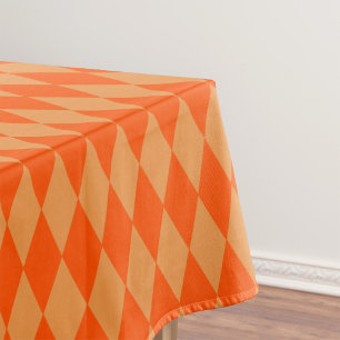 Light and Dark Orange Harlequin Diamonds Checkers Tablecloth