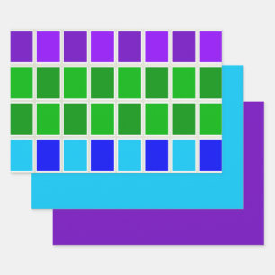 Light and Dark Peacock Colour Squares  Wrapping Paper Sheet