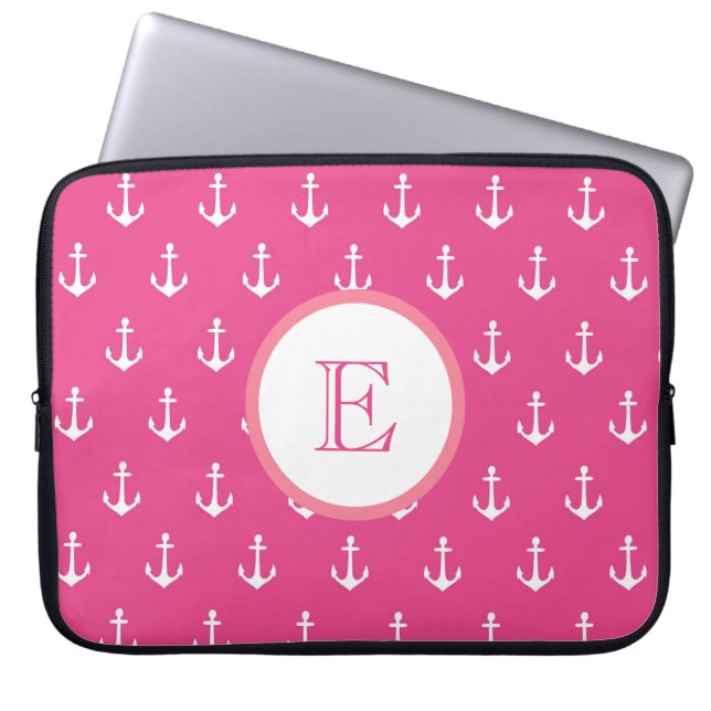 Light and Dark Pink Anchor Laptop Sleeve (Front)