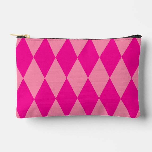 Light and Dark Pink Harlequin Diamonds Checkers  Accessory Pouch (Front)