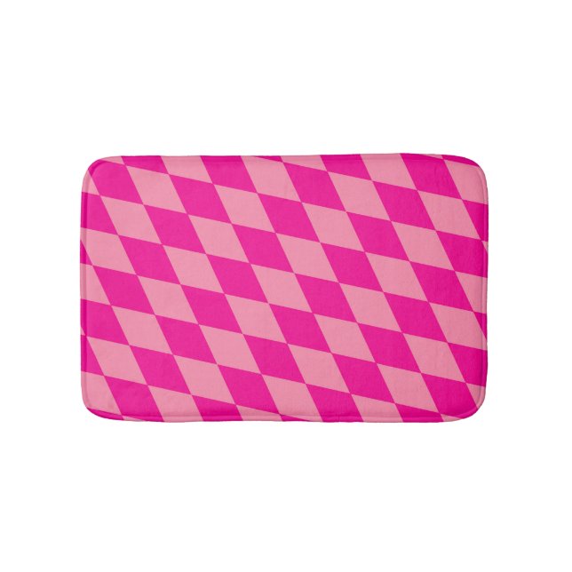 Light and Dark Pink Harlequin Diamonds Checkers  Bath Mat (Front)