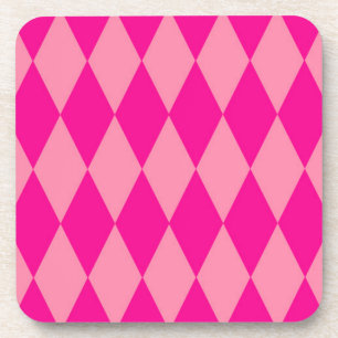 Light and Dark Pink Harlequin Diamonds Checkers Coaster
