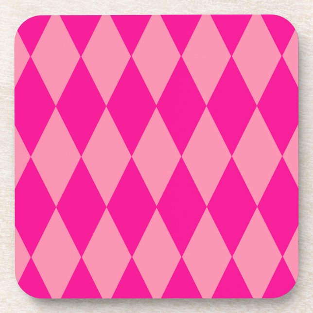 Light and Dark Pink Harlequin Diamonds Checkers  Coaster (Front)