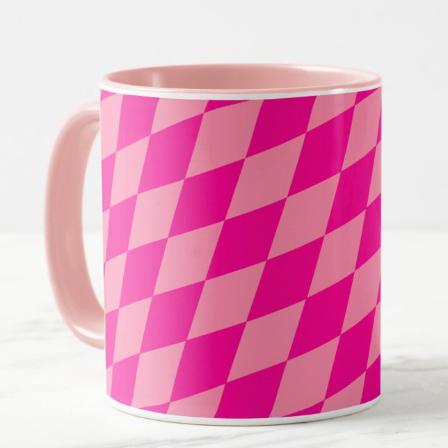 Light and Dark Pink Harlequin Diamonds Checkers  Mug (Creator Uploaded)