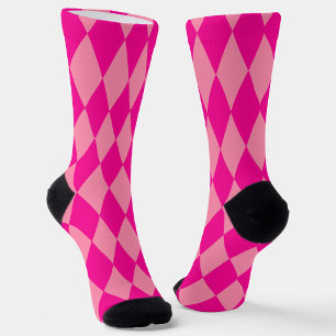 Light and Dark Pink Harlequin Diamonds Checkers  Socks