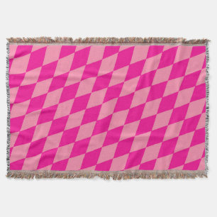 Light and Dark Pink Harlequin Diamonds Checkers  Throw Blanket