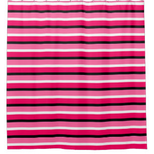Light and Dark Pink Stripes Pattern Shower Curtain
