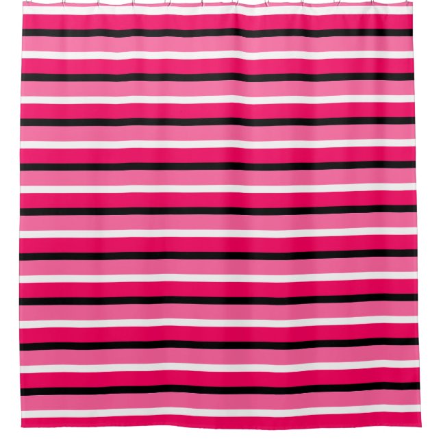 Light and Dark Pink Stripes Pattern Shower Curtain (Front)
