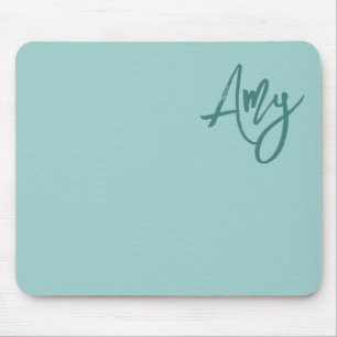 Light and Dark Teal Brush Script Name Mouse Pad