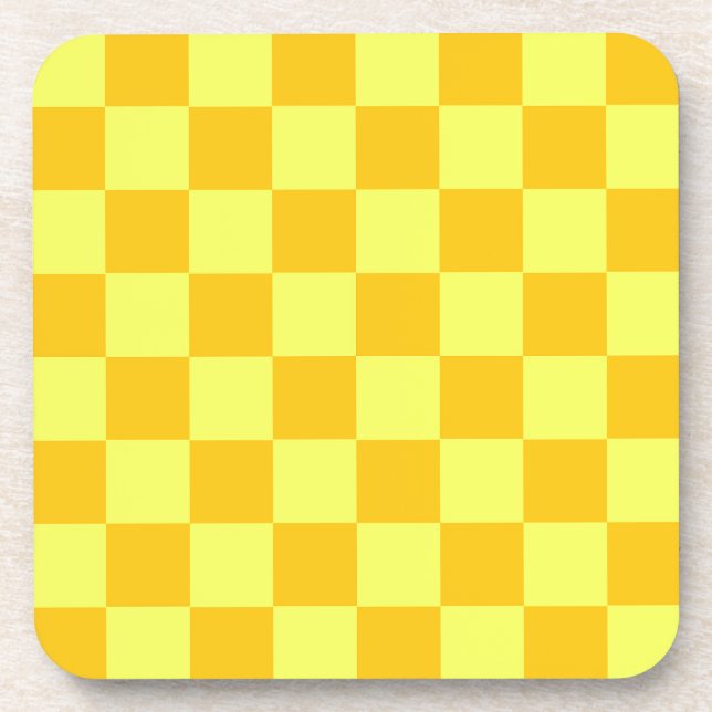 Light and Dark Yellow Chequered Design  Coaster (Front)