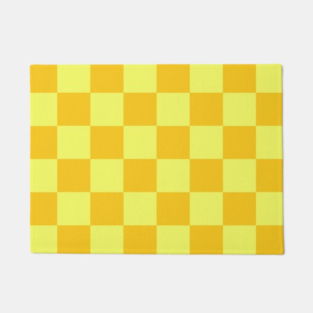 Light and Dark Yellow Chequered Design  Doormat (Front)