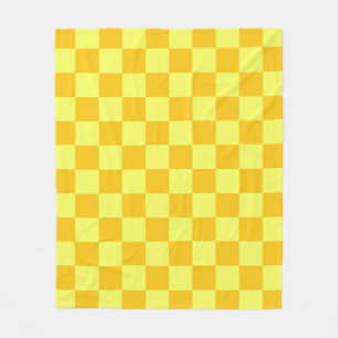 Light and Dark Yellow Chequered Design Fleece Blanket