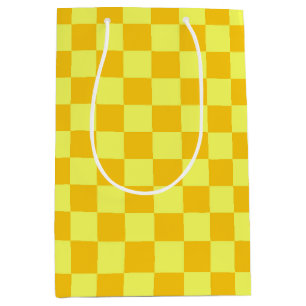 Light and Dark Yellow Chequered Design  Medium Gift Bag