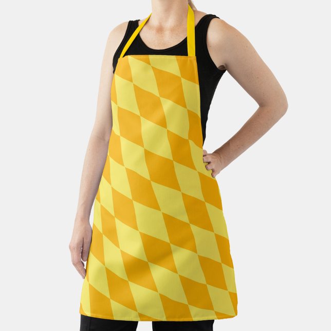 Light and Dark Yellow Harlequin Diamonds Checkers  Apron (Creator Uploaded)