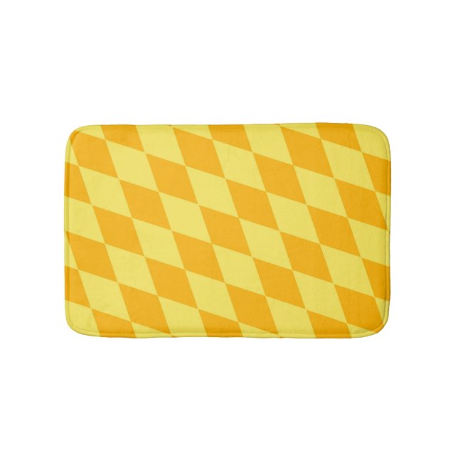Light and Dark Yellow Harlequin Diamonds Checkers  Bath Mat (Front)