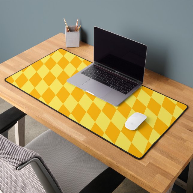 Light and Dark Yellow Harlequin Diamonds Checkers  Desk Mat (Creator Uploaded)