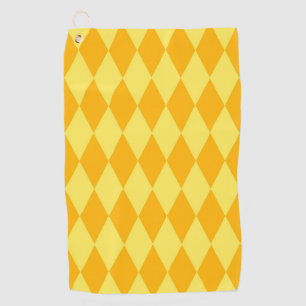 Light and Dark Yellow Harlequin Diamonds Checkers  Golf Towel