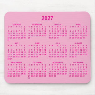Light and Hot Pink 2027 Calendar Mouse Pad