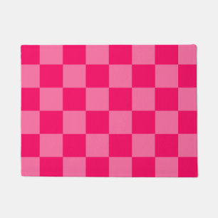 Light and Hot Pink Chequered Pattern Design Doormat