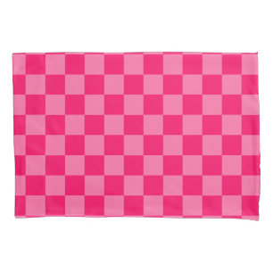 Light and Hot Pink Chequered Pattern Design  Pillowcase