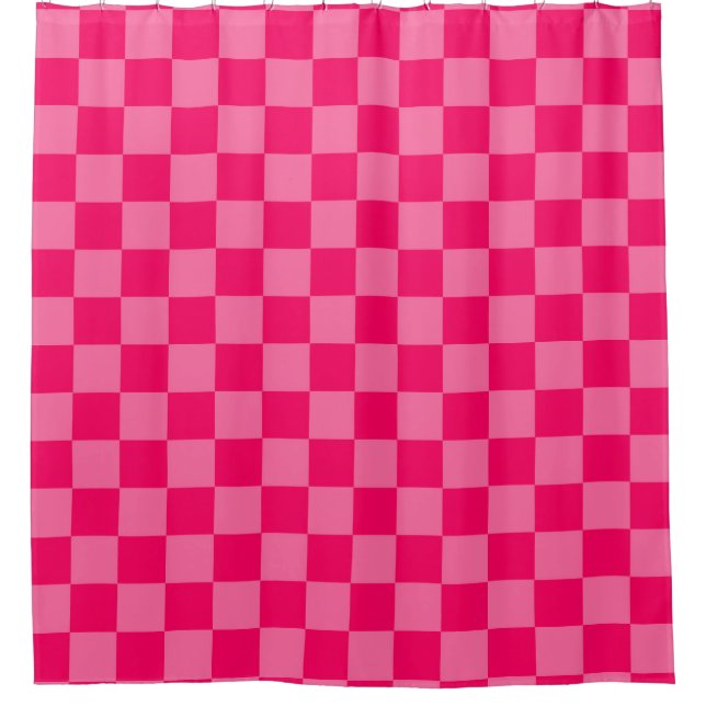 Light and Hot Pink Chequered Pattern Design  Shower Curtain (Front)