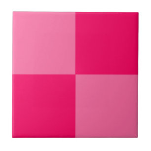 Light and Hot Pink Chequered Pattern Design  Tile