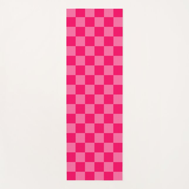 Light and Hot Pink Chequered Pattern Design  Yoga Mat (Front)