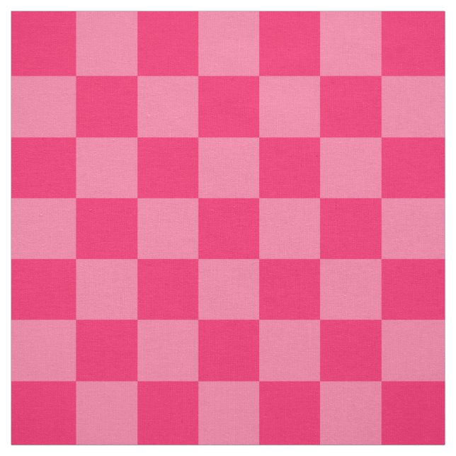 Light and Hot Pink Chequered Pattern Textile Fabric (Swatch)