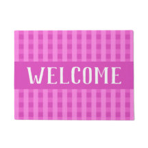 Light and Hot Pink Fun Country Chic Stripe Welcome