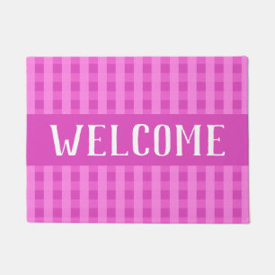 Light and Hot Pink Fun Country Chic Stripe Welcome Doormat
