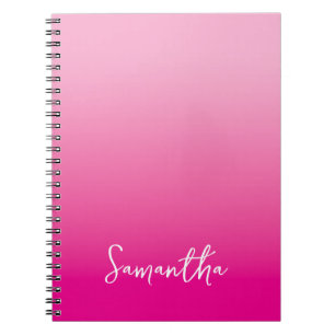 Light and Hot Pink Ombre Script Name Notebook