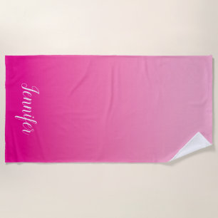 Light and Hot Pink Personalised Ombre Beach Towel