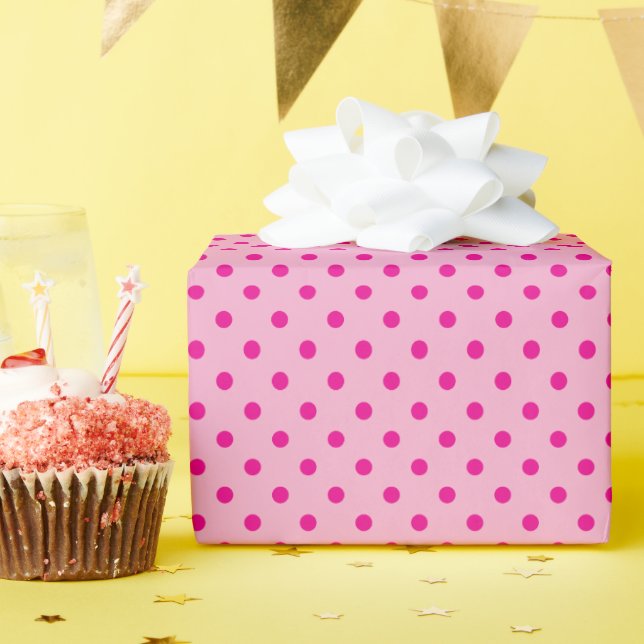 Light and Hot Pink Polka Dots Wrapping Paper (Birthday Party)