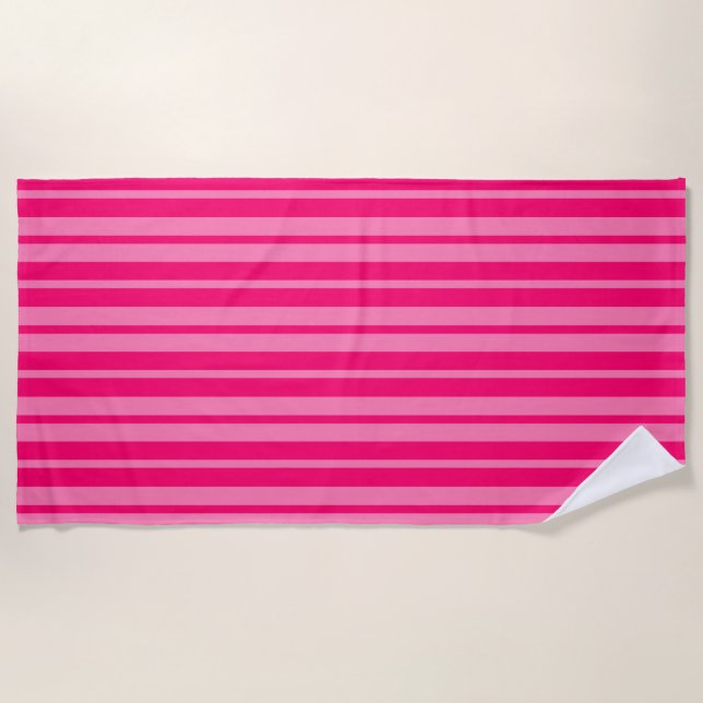Light and Hot Pink Stylish Stripes Pattern Design  Beach Towel (Front)