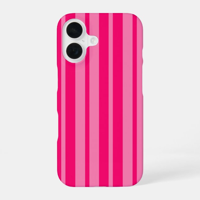 Light and Hot Pink Stylish Stripes Pattern Design  iPhone 16 Case (Back)