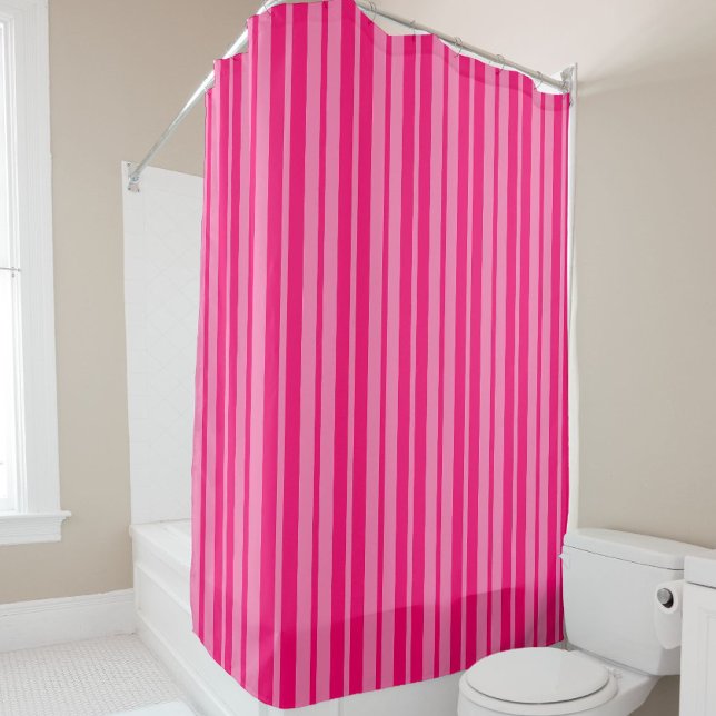 Light and Hot Pink Stylish Stripes Pattern Design  Shower Curtain (Creator Uploaded)