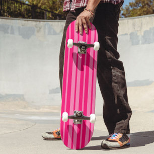 Light and Hot Pink Stylish Stripes Pattern Design  Skateboard