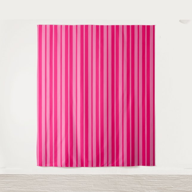 Light and Hot Pink Stylish Stripes Pattern Design  Tapestry (Front)