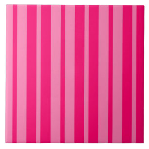 Light and Hot Pink Stylish Stripes Pattern Design Tile