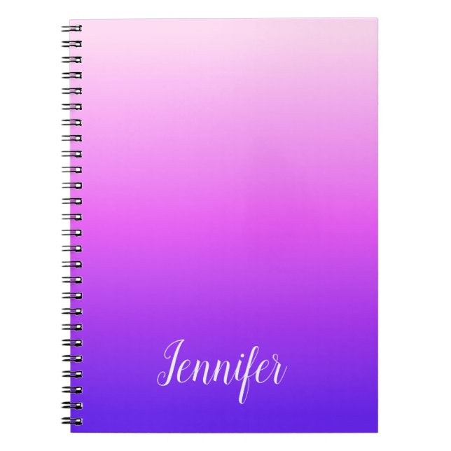Light and Hot Pink Violet Personalised Ombre Notebook (Front)